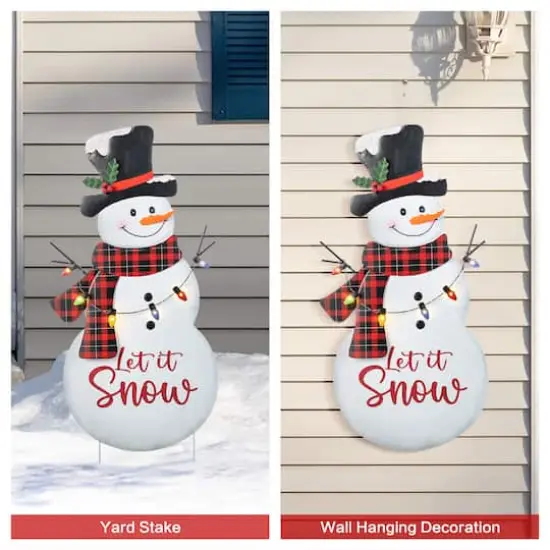 Glitzhome&reg; 36" Lighted Metal Christmas Snowman Yard Stake with Colorful Bulbs {6}