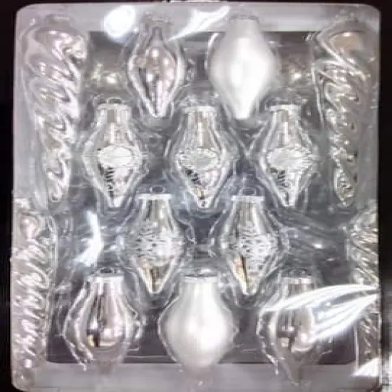 36ct. Silver Contemporary Ornaments {1}