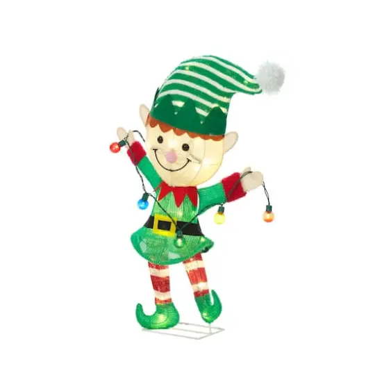 28" Tinself Elf with String Lights Figurine {5}