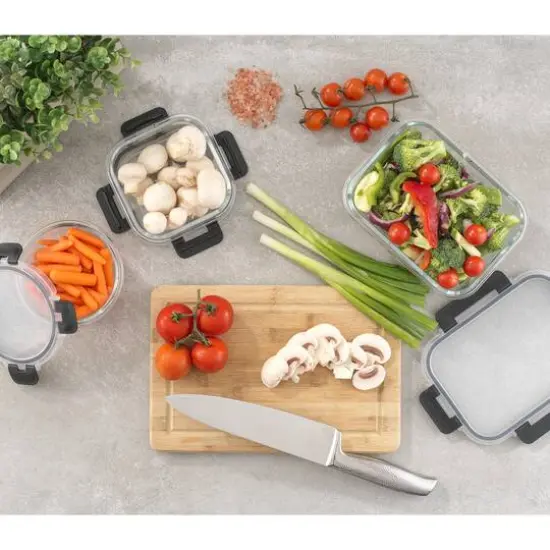 JoyJolt&reg; Glass Storage Containers Set Black {9}