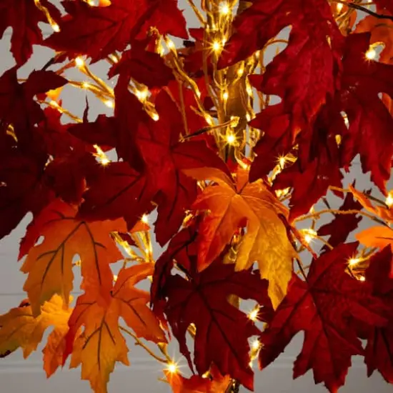 7ft. Pre-Lit Autumn Weeping Maple Artificial Fall Tree with 450 Warm White LED Lights {5}