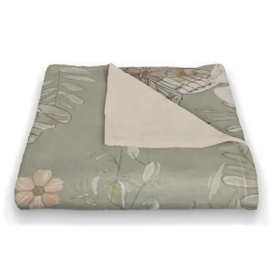 Butterflies Coral Fleece Blanket Green {3}