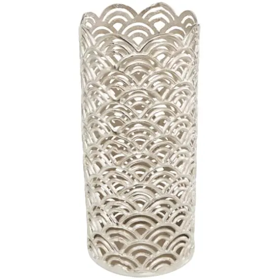 Silver Art Deco Arch Pattern Vase Set {2}