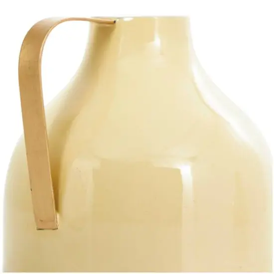 CosmoLiving by Cosmopolitan Yellow Metal Abstract Enameled Vase with Gold Handle Set {11}