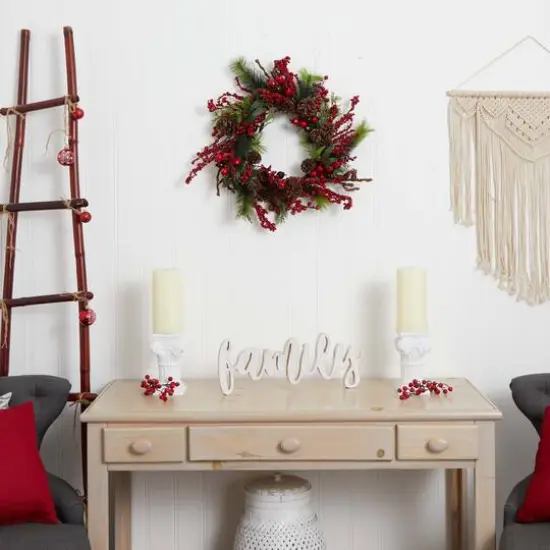 24" Red Berry Wreath {5}