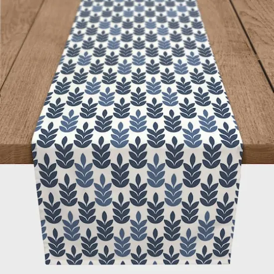 Navy Leaves Outdoor Table Runner {4}