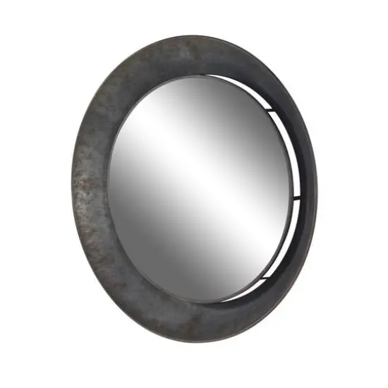 Gray Industrial Metal Wall Mirror {3}