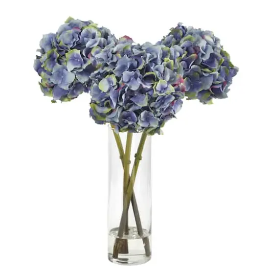 18" Blue Hydrangea in Glass Vase {1}