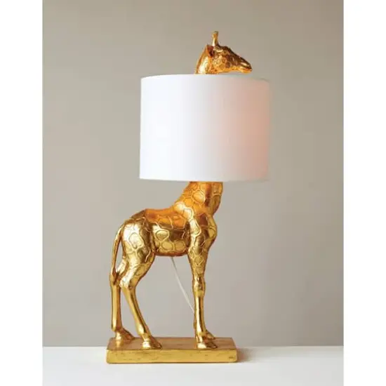 Hello Honey&reg; 27.8" Gold Giraffe Lamp with Linen Shade {5}