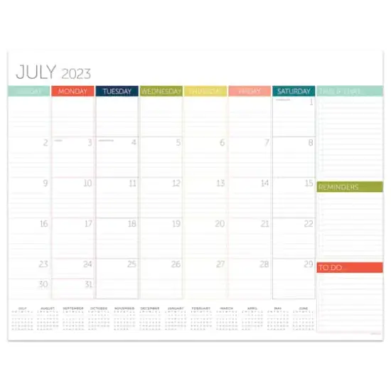 TF Publishing 2023 - 2024 Rainbow Blocks Large Desk Pad Monthly Blotter Calendar {1}