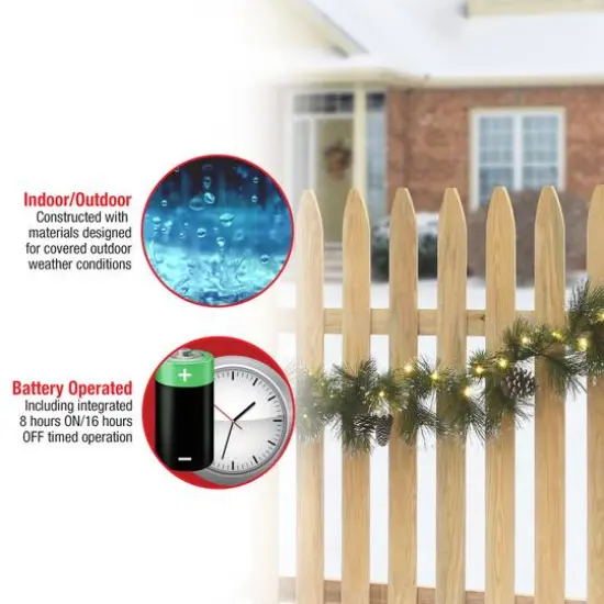 9ft. Whitter Pine Garland With LED Lights {8}