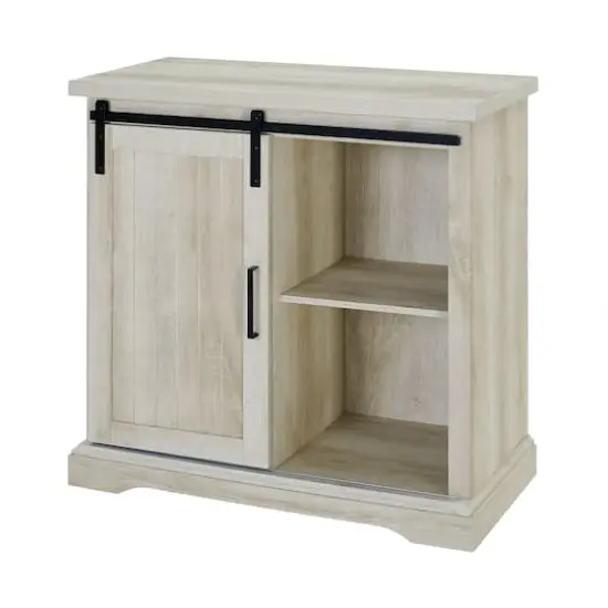 Edison Walker 32" White Oak Sliding Grooved Door Modern Accent Cabinet {5}