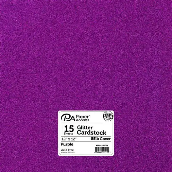 PA Paper™ Accents Glitter 12" x 12" Cardstock, 15 Sheets Purple {1}