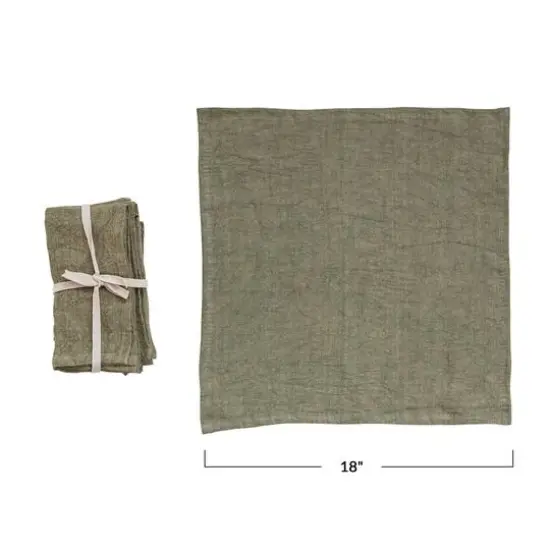 Hello Honey&reg; 18" Square Stonewashed Linen Dinner Napkins, 4ct. Olive {5}