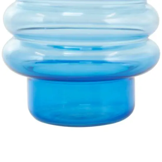 Blue Ombre Bubble Ribbed Glass Vase Set {8}