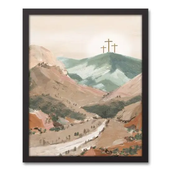 Colorful Cross Path Black Framed Canvas {1}