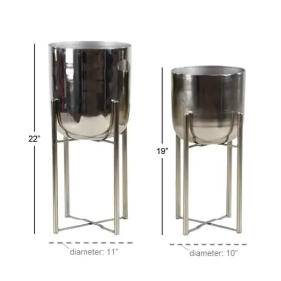 Silver Metal Glam Planter Set {8}
