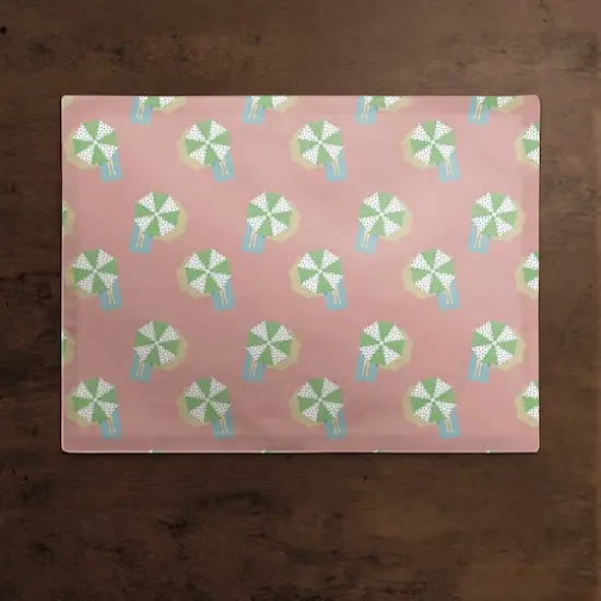 Umbrella Pattern Cotton Twill Placemat Pink and Green {3}