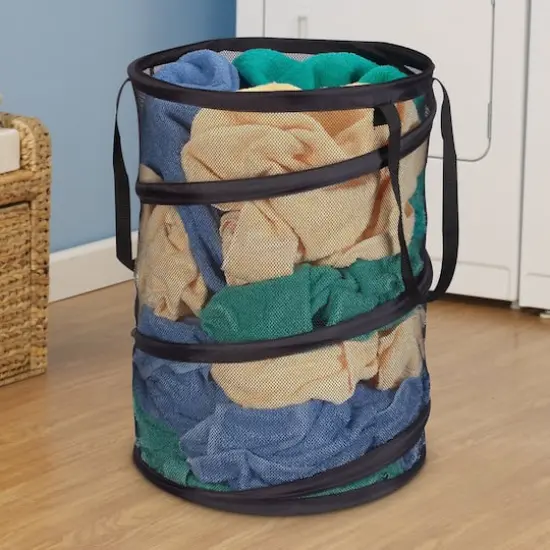 Household Essentials 25" Pop-Up Mesh Laundry Hamper Black {5}