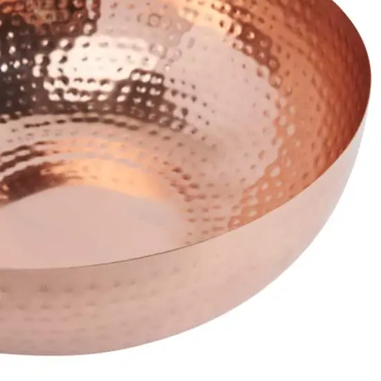 Hello Honey&reg; 14" Copper Finish Round Hammered Metal Bowl {5}