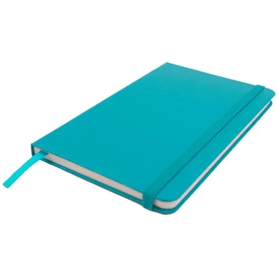 JAM Paper Travel Size Hardcover Notebook with Elastic Band Caribbean Blue {5}