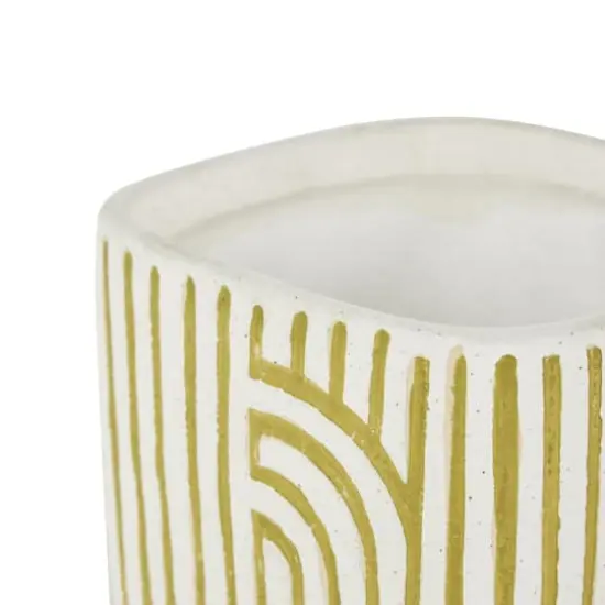 Green Geometric Linear Arch Pattern Ceramic Planter Set {5}