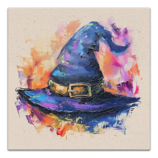 Painterly Witch Hat 16" x 16" Canvas Wall Art {1}