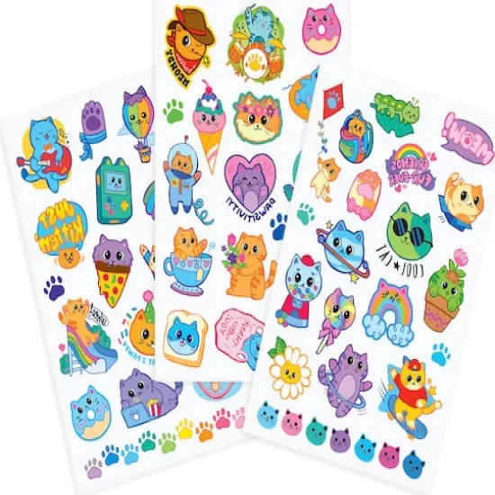 OOLY Tattoo-Palooza Colorful Cats Temporary Tattoo Set {3}