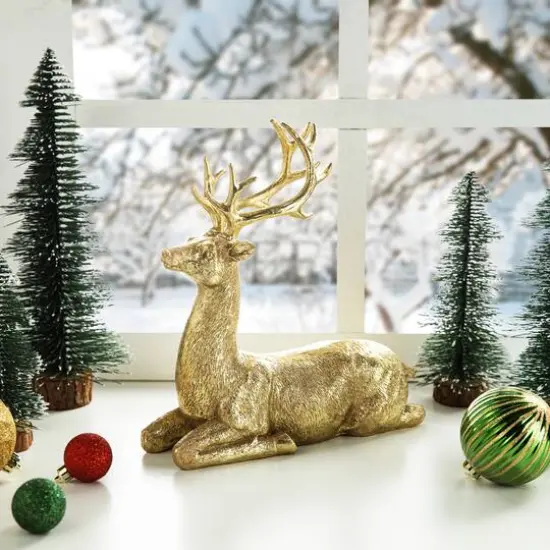 Glitzhome&reg; 11" Lying Reindeer Table D&eacute;cor {3}