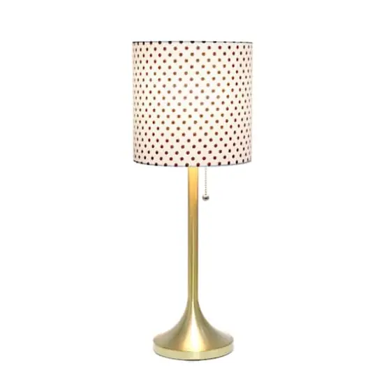 Simple Designs 21.5" Tapered Gold Table Lamp with Fabric Drum Shade Polka Dot {3}
