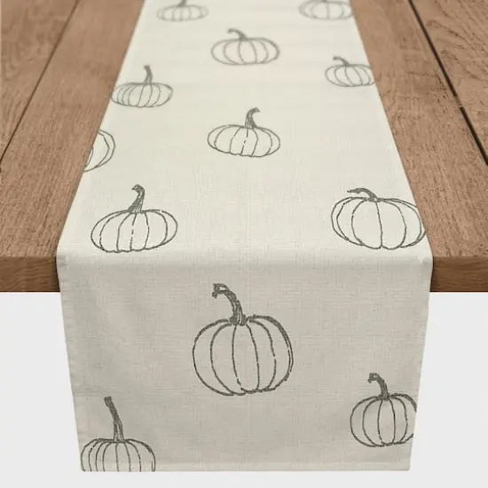 72'' Gray Mini Pumpkin Pattern Cotton Twill Runner {1}