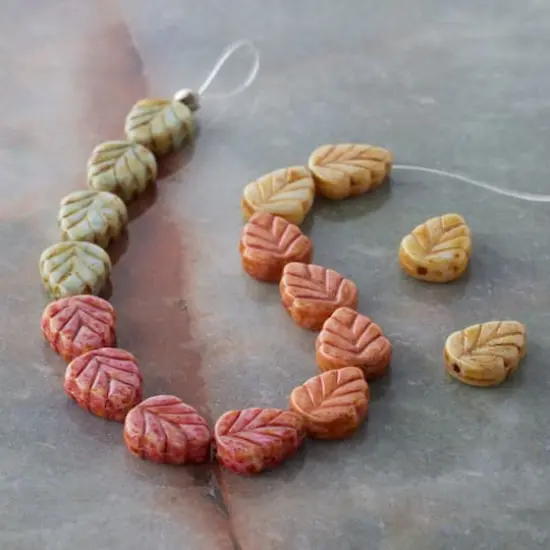 10mm Mixed Czech Glass Leaf Beads by Bead Landing&trade; {3}