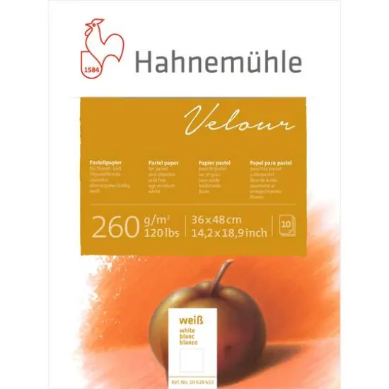 Hahnem&uuml;hle Velour White Pastel Paper Pad, 10 Sheets {1}