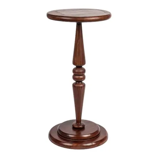 Hello Honey&reg; Bishop Pedestal Cocktail Side Table Dark Chestnut {3}