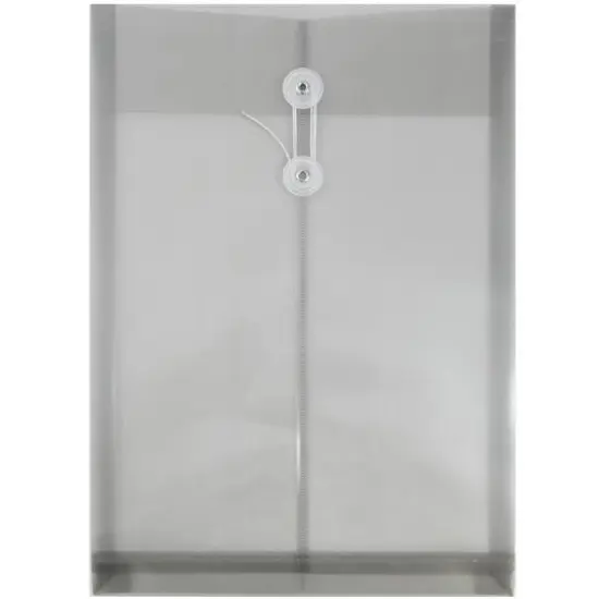 JAM Paper Legal Size Plastic Envelopes with Button & String Tie Closure, 12ct. Smoke Gray {1}
