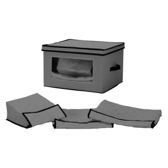 Household Essentials Canvas Serveware Storage Box Gray {1}