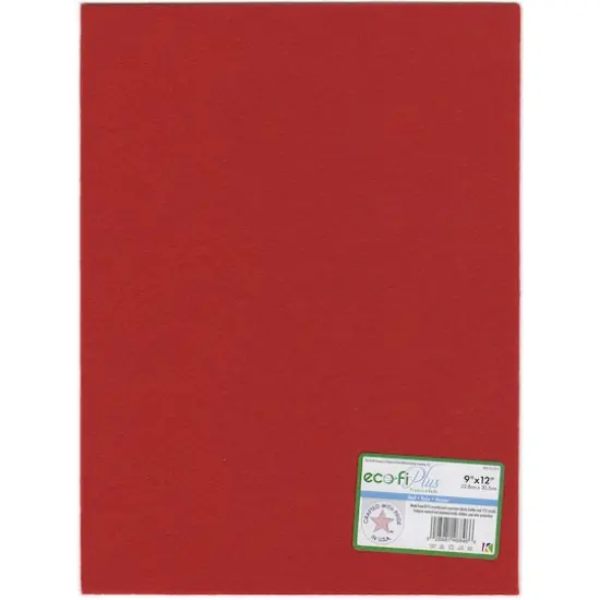 Kunin 9" x 12" Eco-Fi Plus Premium Felt Sheet, 12 Sheets Red {1}