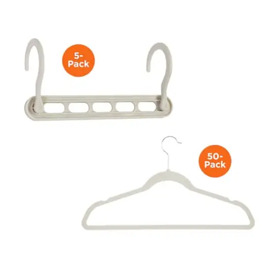 Honey Can Do White Collapsible Hangers w/ Velvet Non-Slip Hangers, 55ct. {5}