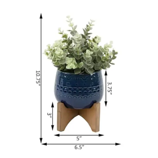 Flora Bunda&reg; 5" Eucalyptus In Navy Mayan On Stand {3}