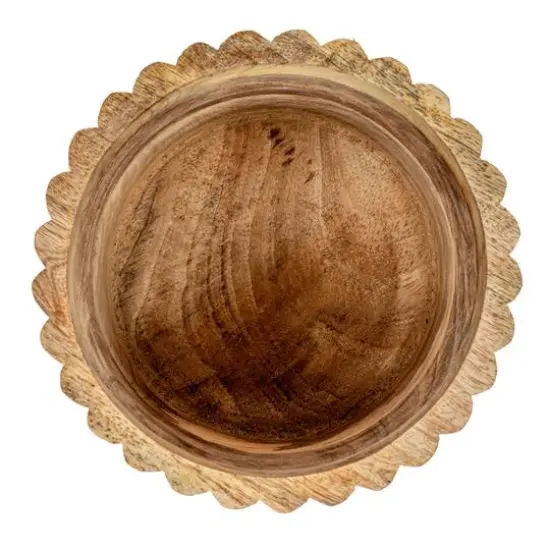 Hello Honey&reg; 5.75" Round Carved Mango Wood Pleated Box with Lid & Metal Pull {7}
