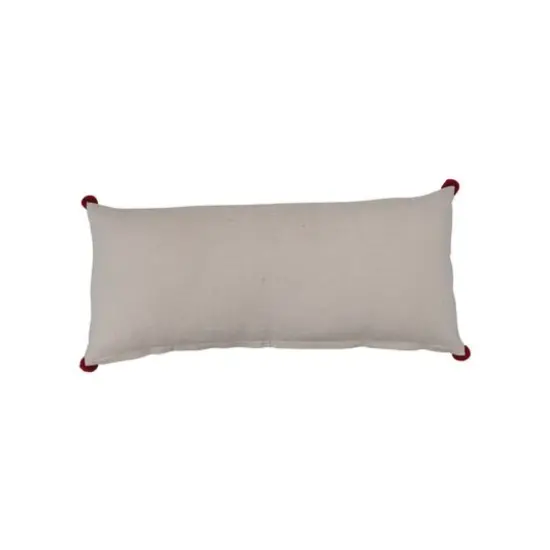 Hello Honey® 36" Multicolor Embroidered Ornaments & Pom Poms Cotton Slub Lumbar Pillow {4}