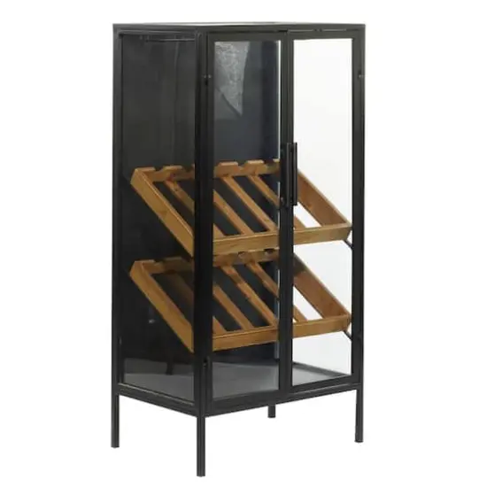 40'' Black Wood Contemporary Standing Wine Rack {1}