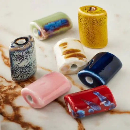 Multicolor Ceramic Puffed Rectangle Beads, 28mm by Bead Landing&trade; {3}