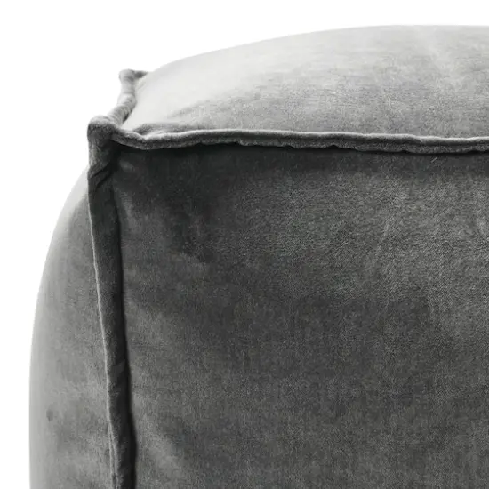 Hello Honey&reg; 18" Modern Boho Cotton Velvet Pouf Dark Gray {9}