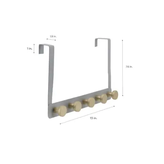 Elle D&eacute;cor Gray 5 Hook Over the Door Hook {3}