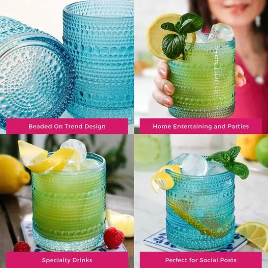 Kate Aspen&reg; 10oz. Textured Beaded Aqua Glasses, 6ct. {6}