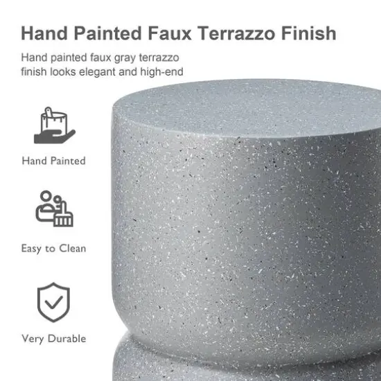 Glitzhome&reg; 17" Multifunctional Faux Terrazzo Stool Gray {9}