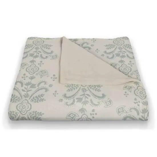 Floral Crest Coral Fleece Blanket Blue {3}