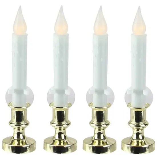 White & Gold LED C5 Flickering Window Christmas Candle Lamp With Timer {1}