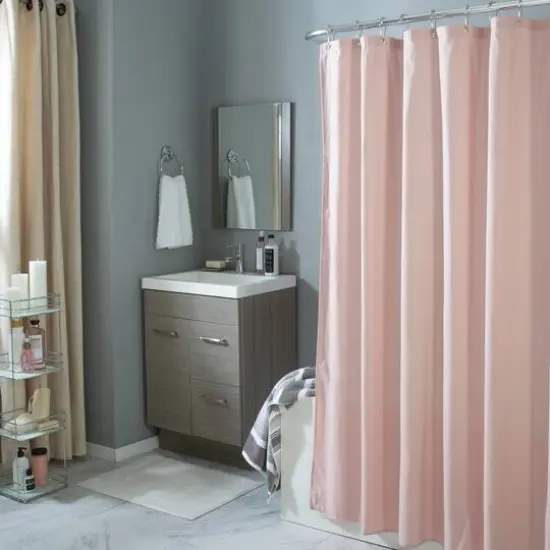 Bath Bliss Microfiber Soft Touch Dash Design Shower Curtain Liner Blush {9}